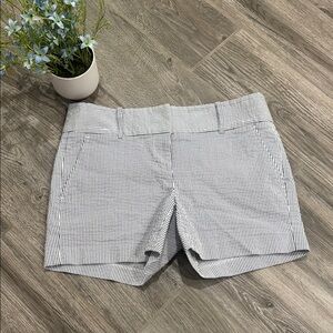 Ann Taylor Blue-Gray and White Seersucker Shorts Tailored Design
